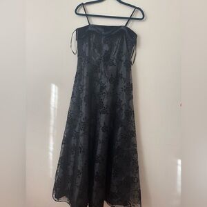 🖤 Night Way Petite Black Velvet Burnout Floral Gown 6P 🖤